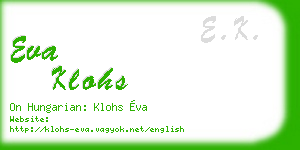 eva klohs business card